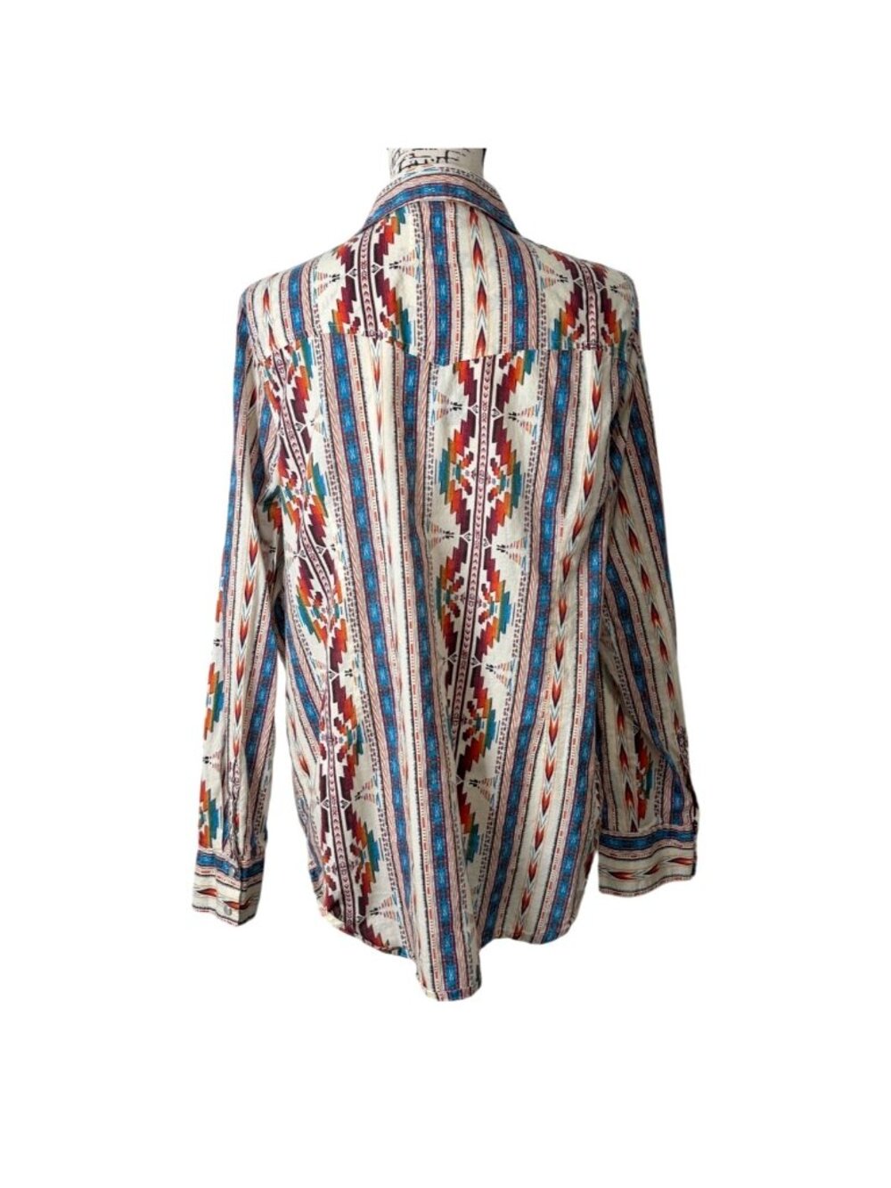 Cotton & Rye Womens XL Shirt Southwestern Pearl-Snap Aztec Long Sleeve Cotton - Picture 4 of 8